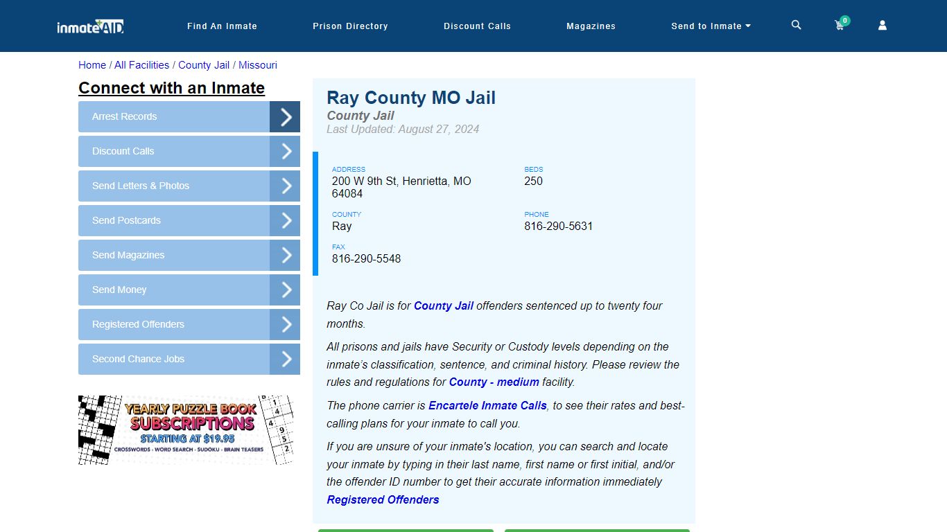 Ray County MO Jail - Inmate Locator