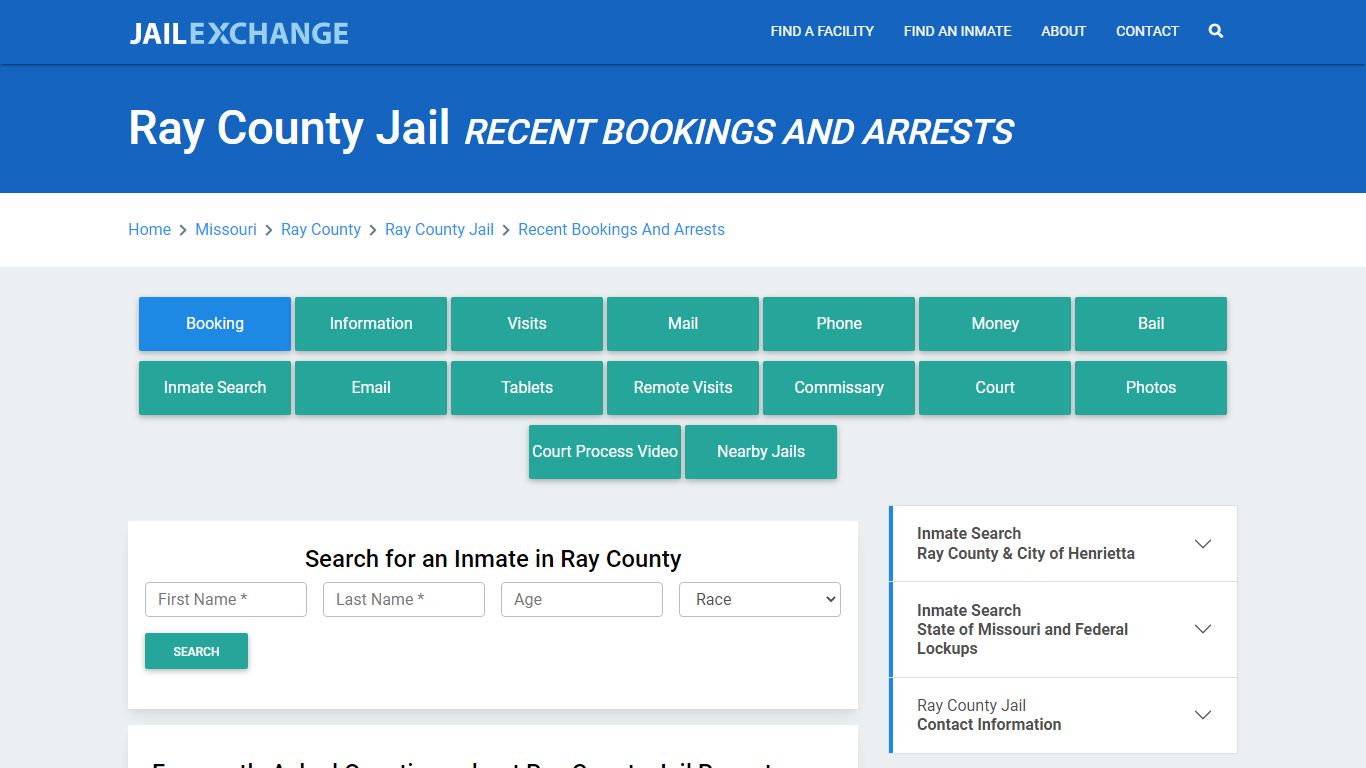 Ray County Jail Recent Bookings And Arrests - Jail Exchange